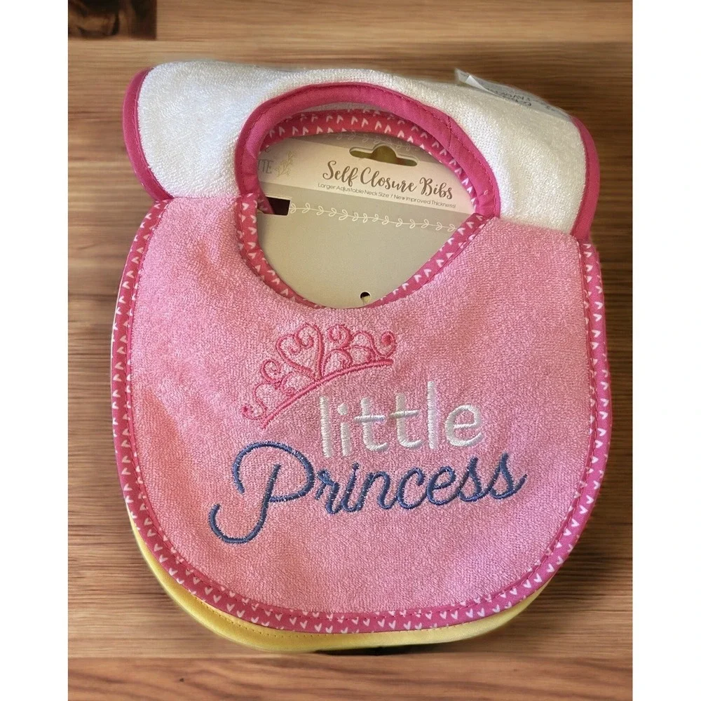New Infant Baby Girls Le Bebe 4 Pack Bibs